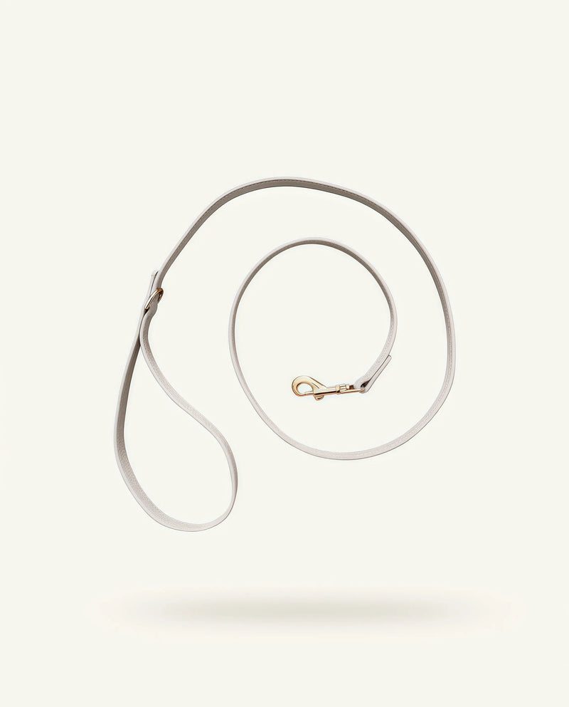 Laisse chien cuir blanc Albâtre – cuir végétal premium – Zumis Paris