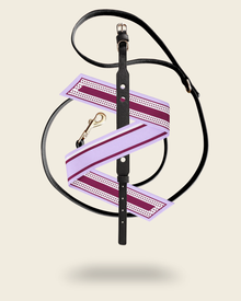 Coffret collier laisse chien noir Anthracite avec foulard soie Brume Lilas – Zumis Paris accessoire chien