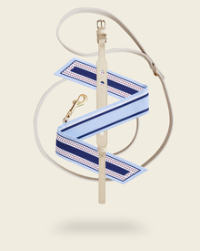 Coffret collier laisse chien cuir végétal Albâtre et foulard soie bleu Ciel d'Azur – Zumis Paris