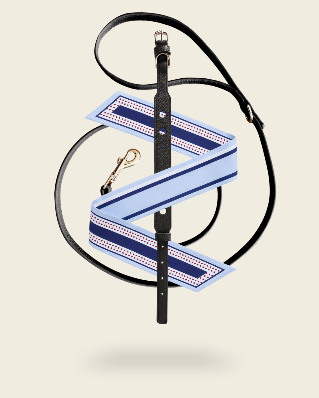 Coffret collier laisse chien Anthracite foulard soie bleu Ciel d'Azur – cadeau chien luxe Zumis