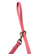 Laisse chien cuir végétal rose Opaline – vue complète – Zumis Paris