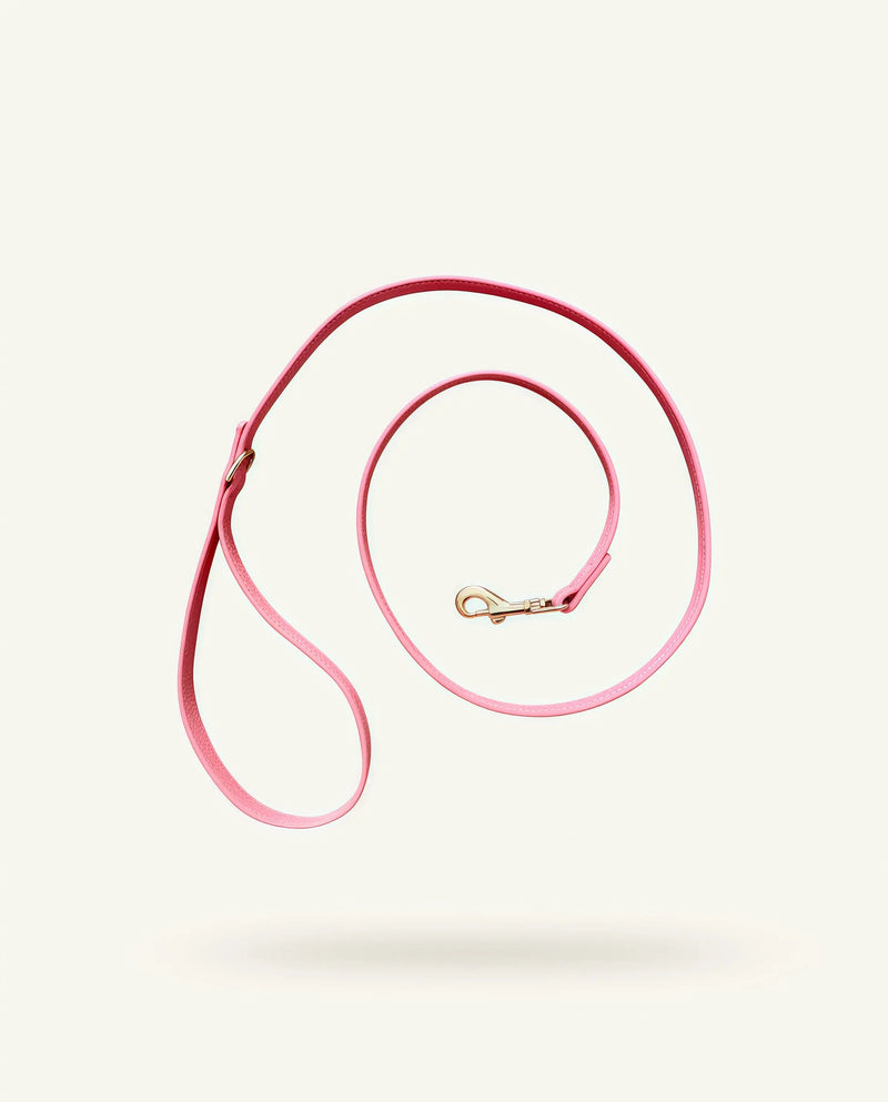 Laisse chien cuir végétal rose Opaline – Zumis Paris