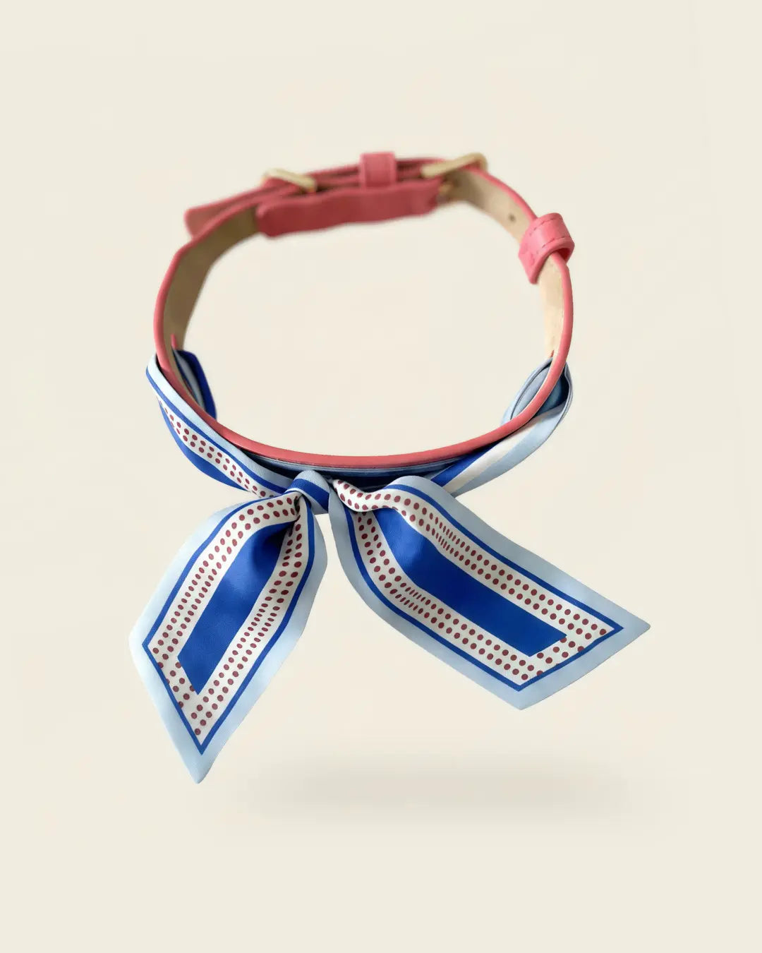 Collier chien cuir végétal Opaline et foulard en soie Ciel d'Azur – Zumis Paris